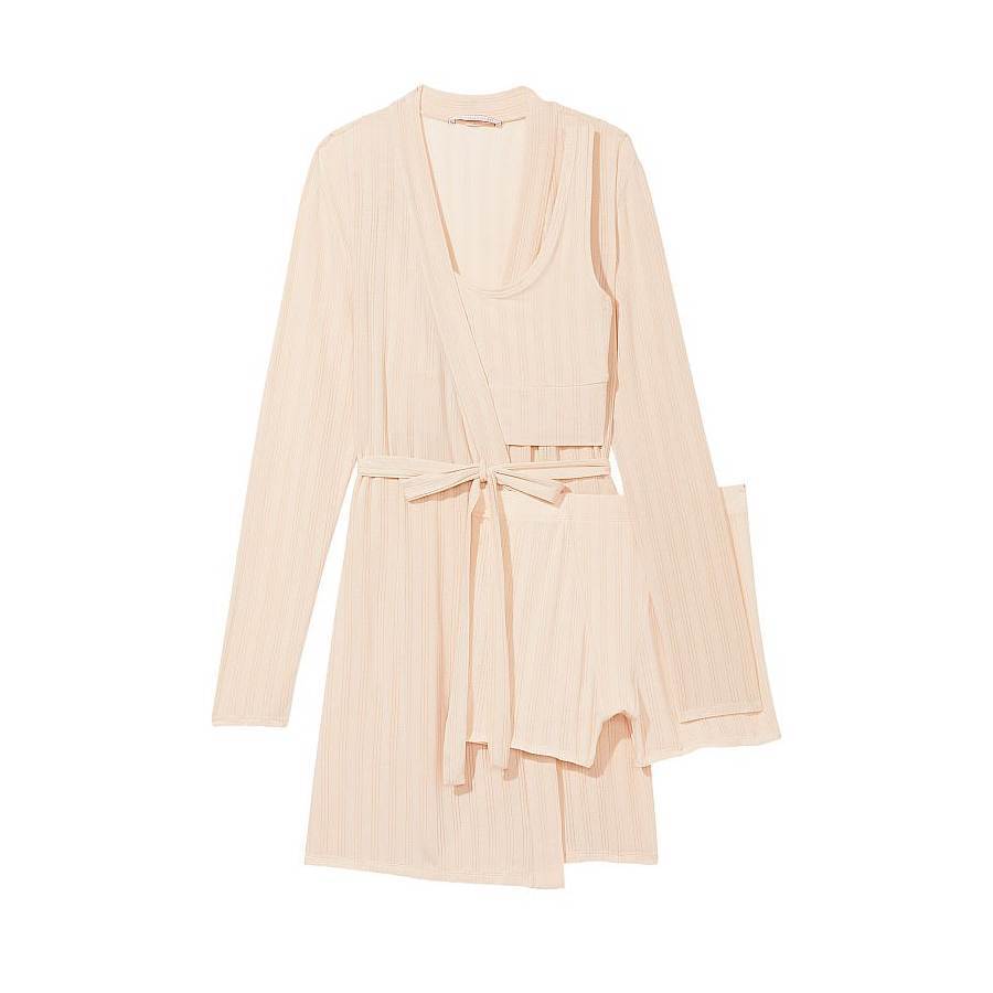 

Комплект Victoria's Secret Luxe Modal Ribbed, 3 предмета, бежевый