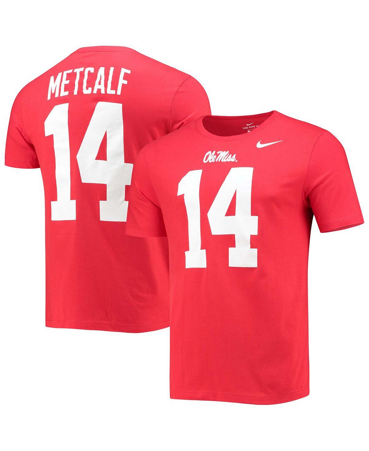 

Мужская футболка dk metcalf red ole miss rebels alumni name number Nike, красный