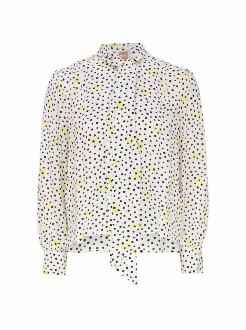 Шёлковая блузка с принтом полька Hugo Boss нарцисс аскот махровый 5шт