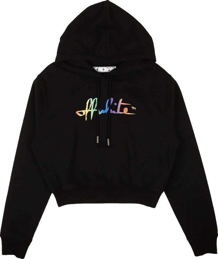 

Худи Off-White Rainbow Cropped Hoodie 'Black/Multicolor', черный