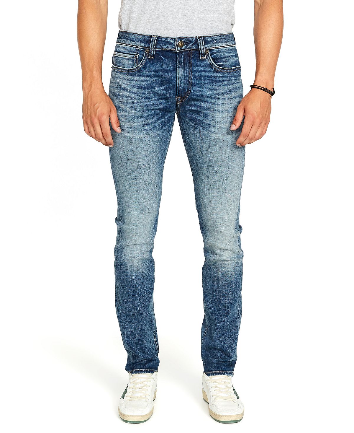 Мужские зауженные джинсы пепельного кроя стрейч Buffalo David Bitton цена и фото
