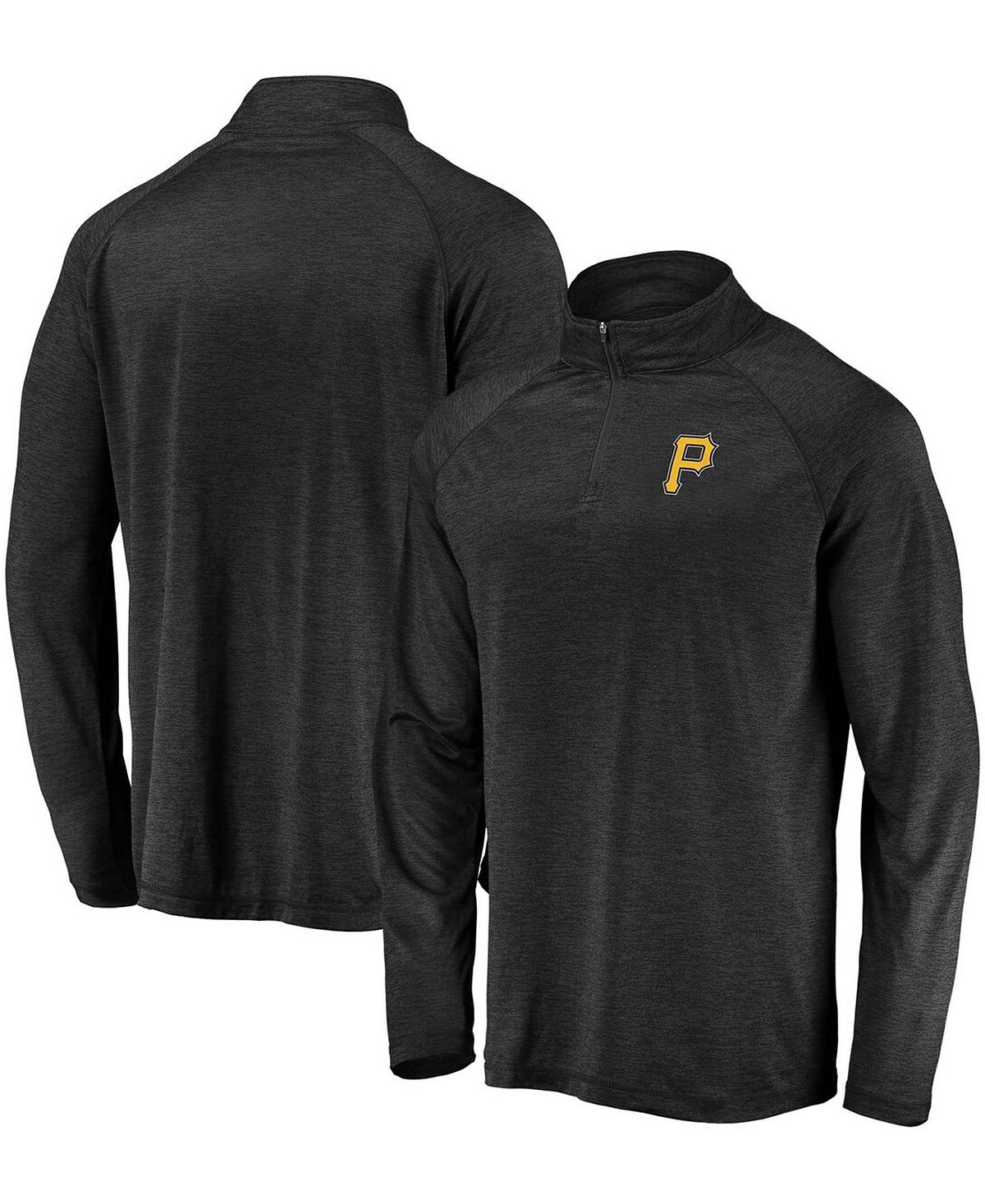 

Мужская черная пуловерная куртка pittsburgh pirates в полоску с логотипом реглан и молнией на четверть Fanatics, черный
