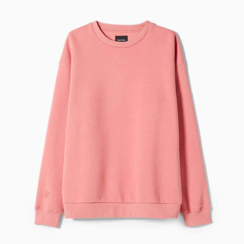 

Свитшот Bershka Oversize Round Neck, розовый
