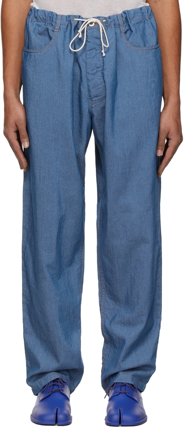 

Синие хлопковые брюки Maison Margiela