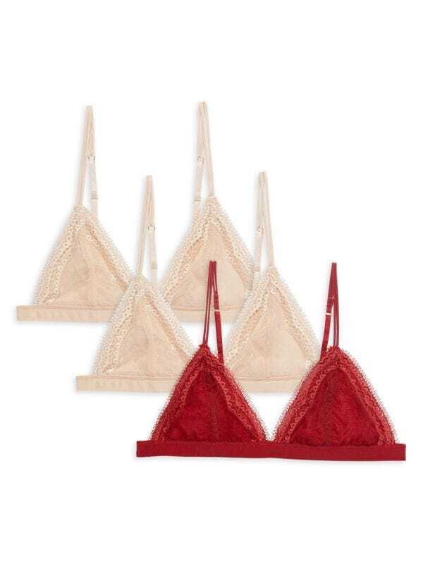 

Набор из 3 кружевных бюстгальтеров с ресничками Honeydew Intimates Pink berry