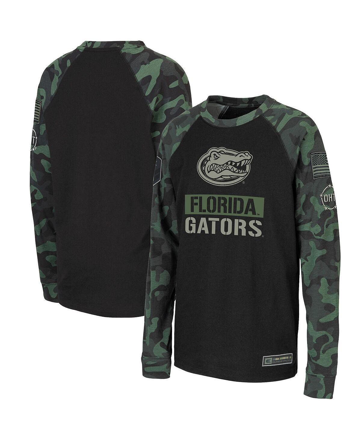 

Черная камуфляжная футболка Big Boys Florida Gators OHT в стиле милитари с длинными рукавами и регланами Colosseum