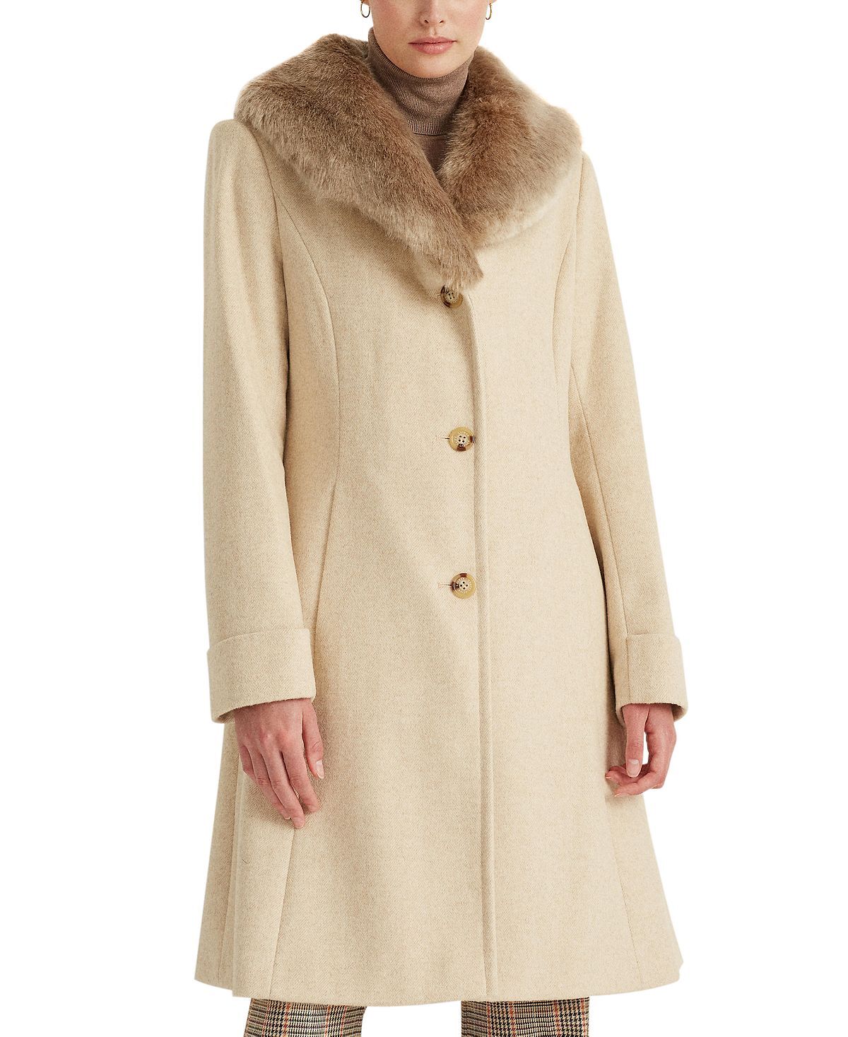

Полупальто Petite с отделкой из искусственного меха Lauren Ralph Lauren