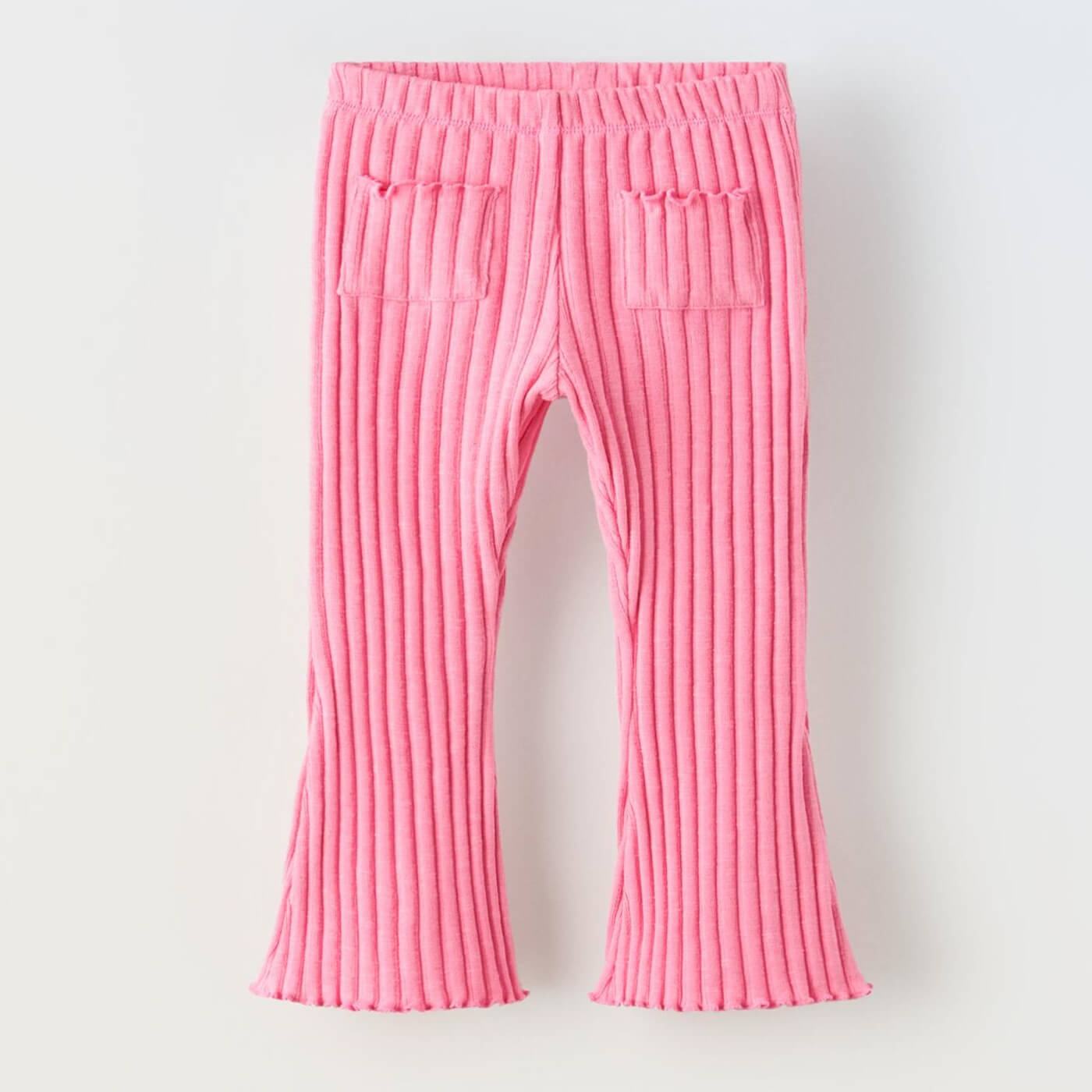 Леггинсы расклешенные Zara Ribbed With Pockets, розовый рубашка zara satin with patch pockets розовый