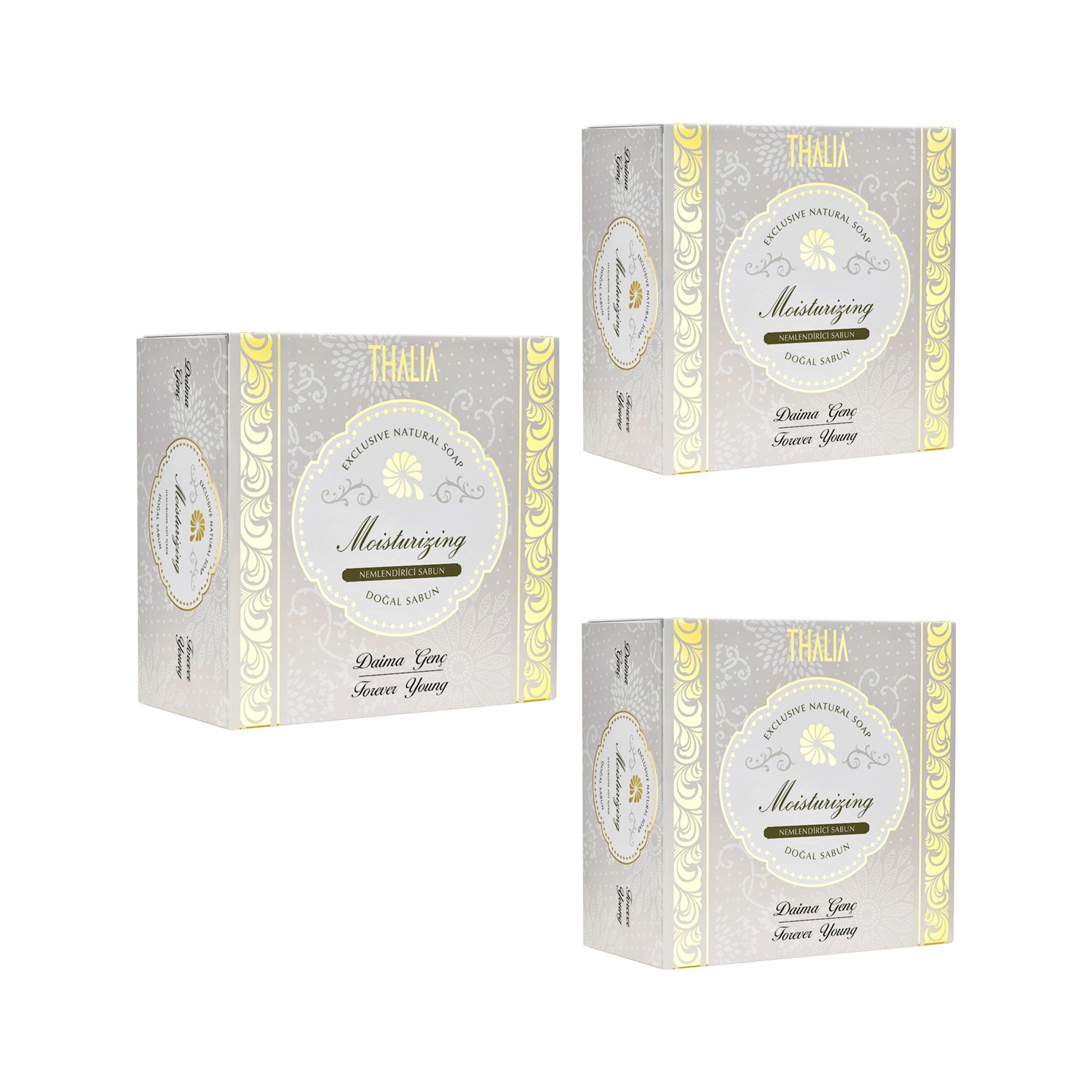 Натуральное увлажняющее мыло Thalia, 3 x 150 г антивозрастное мыло с ароматом сакуры thalia natural beauty age defense sakura soap