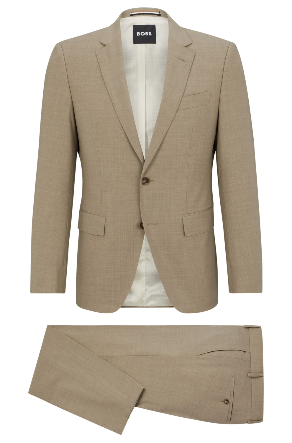 

Костюм приталенного кроя Hugo Boss Melange Stretch Virgin Wool, 2 предмета, светло-бежевый