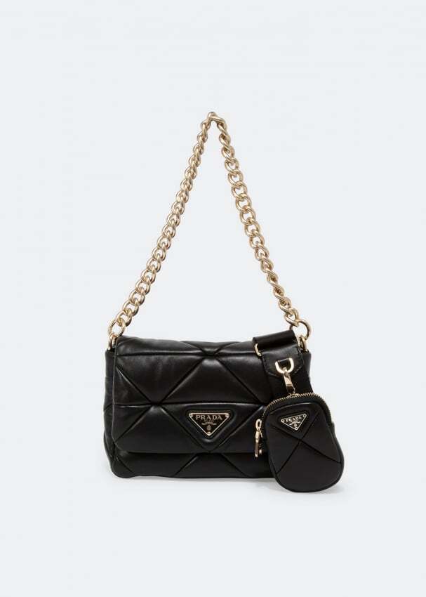 

Сумка PRADA System leather shoulder bag, черный