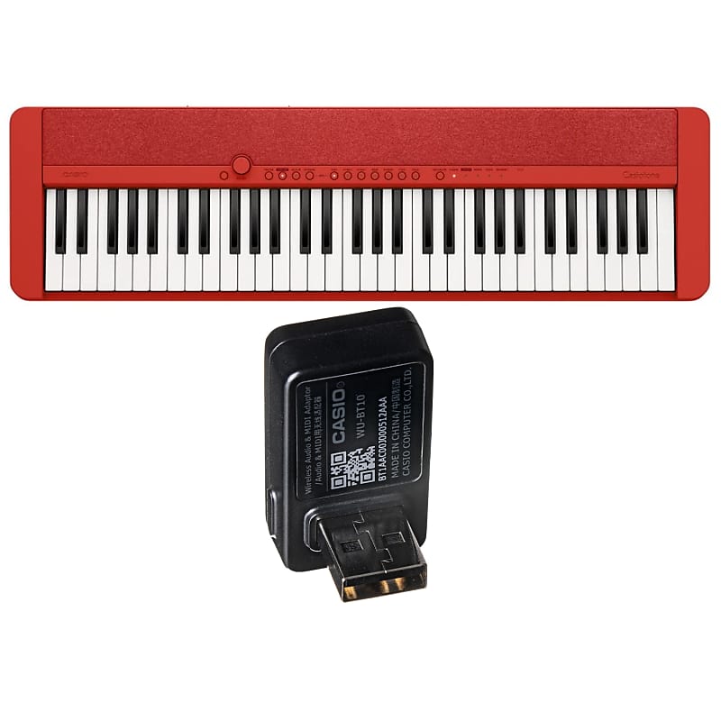 Casio CT-S1 61-клавишная портативная клавиатура с динамиками, красная с адаптером Bluetooth CT-S1RD
