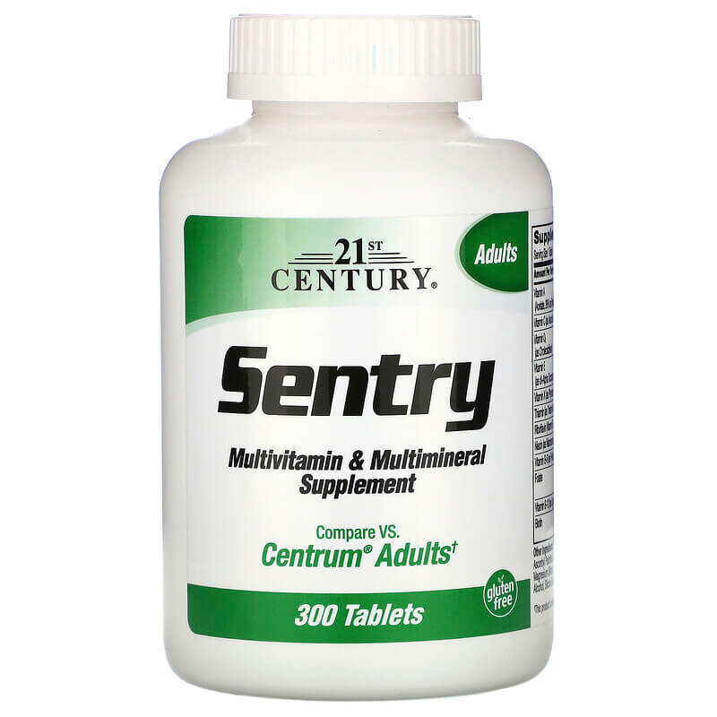 цена Sentry, мультивитаминная и мультиминеральная добавка для взрослых, 300 таблеток, 21st Century