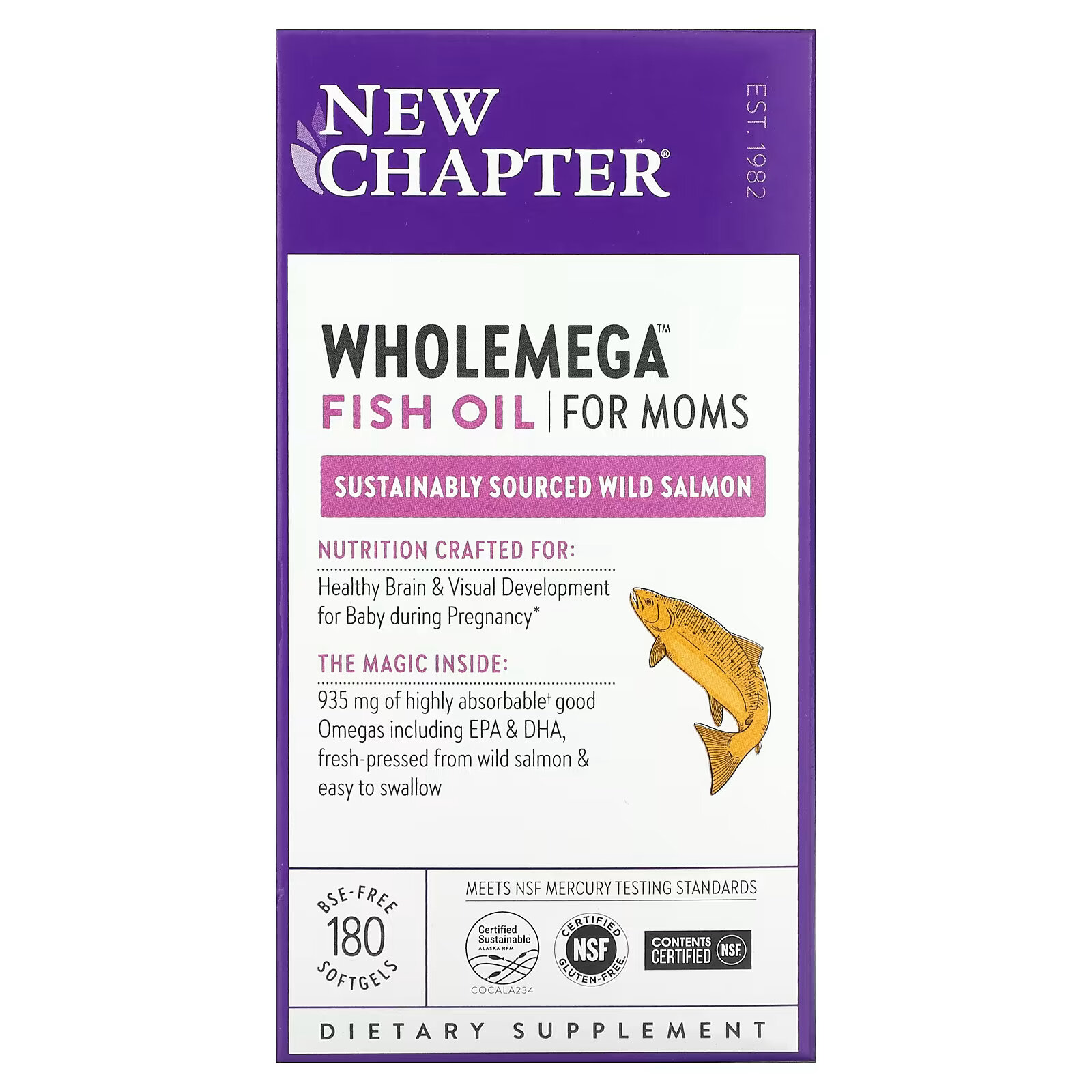 New Chapter, Рыбий жир Wholemega для мам, 180 капсул new chapter wholemega рыбий жир 120 мягких таблеток