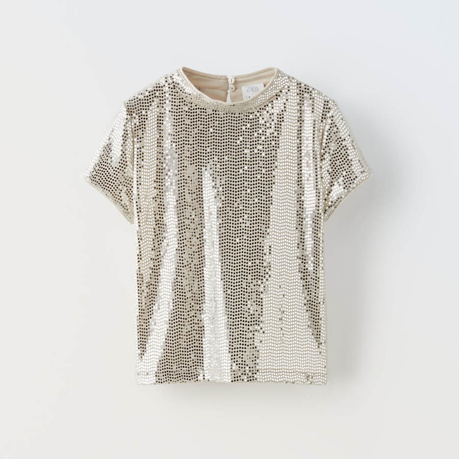 

Футболка для девочки Zara Shiny, серебристый