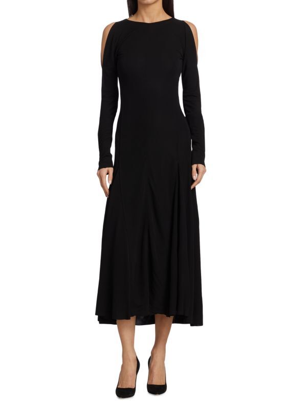 

Платье миди с заниженной талией и открытыми плечами Victoria Beckham Black