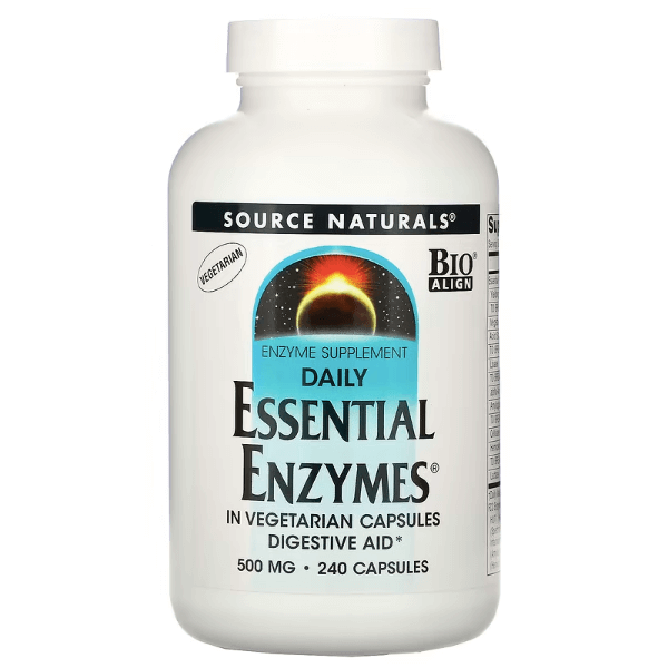 Пищеварительные ферменты Daily Essential Enzymes, 500 мг, 240 капсул, Source Naturals