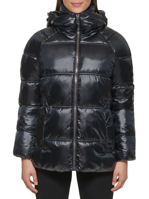 

Пуховик Стеганый Kenneth Cole со скрытым капюшоном, черный