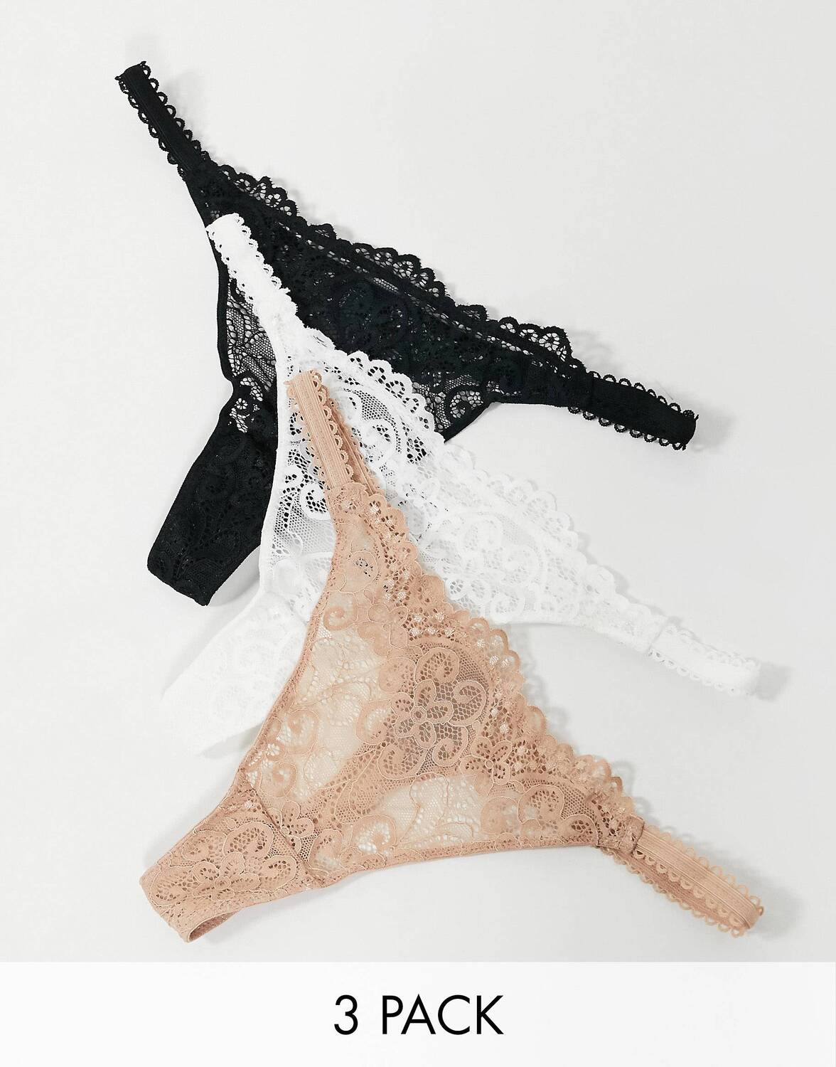 

Кружевная танга с 3 парами стрингов ASOS DESIGN