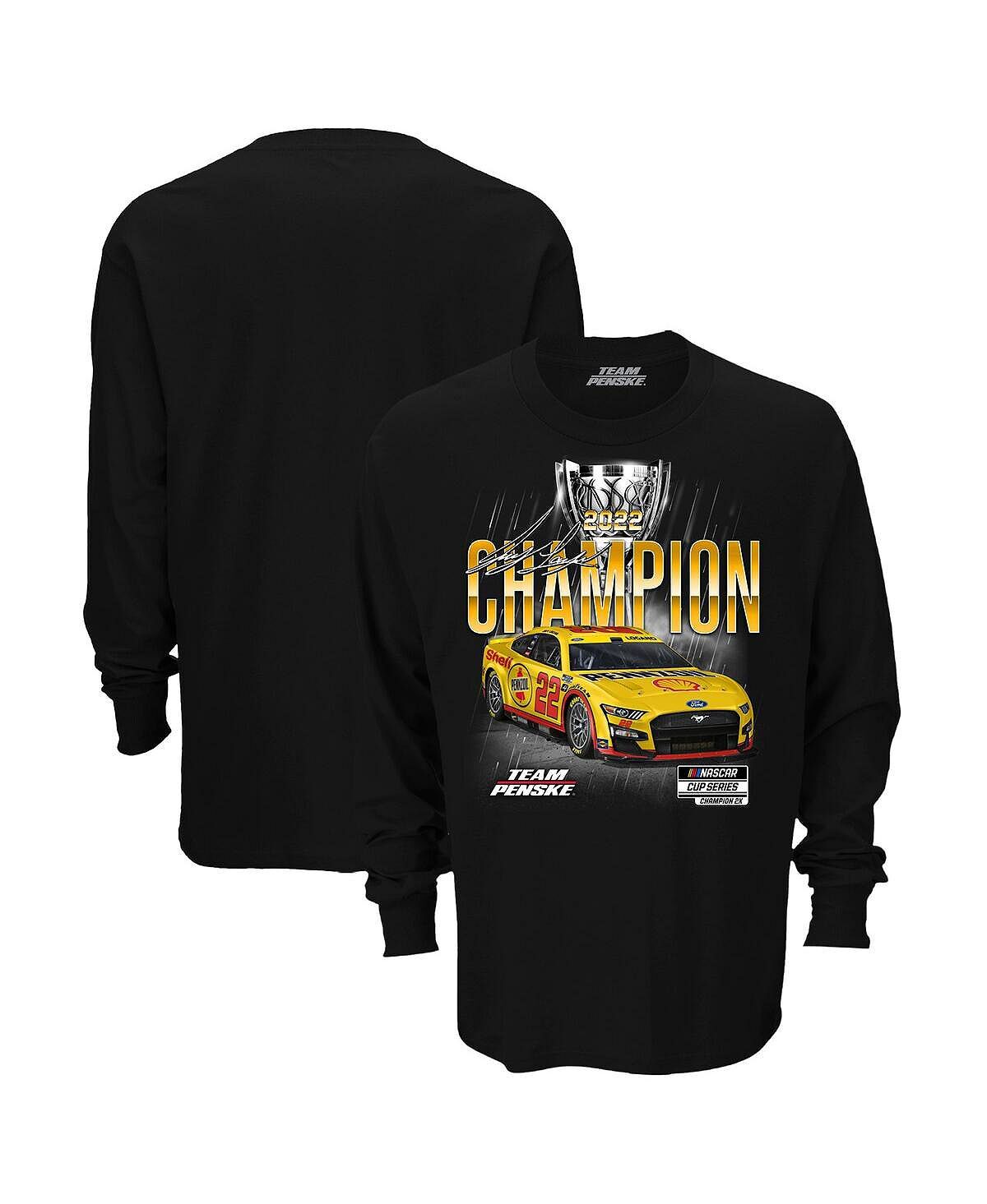 

Мужская черная официальная футболка с длинным рукавом joey logano 2022 nascar cup series champion Team Penske, черный