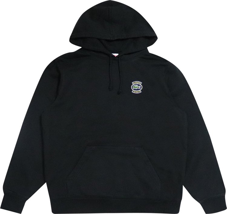 Supreme lacoste hooded sweatshirt hot sale black