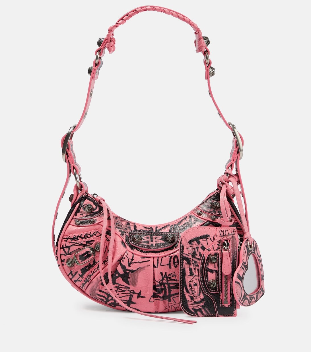 

Кожаная сумка через плечо Le Cagole Mini Balenciaga, розовый