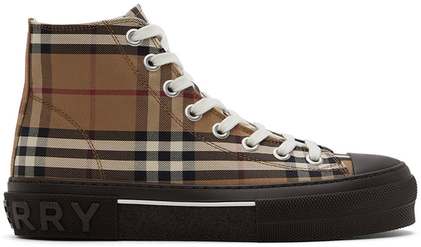 

Коричневые высокие кеды в винтажную клетку Burberry