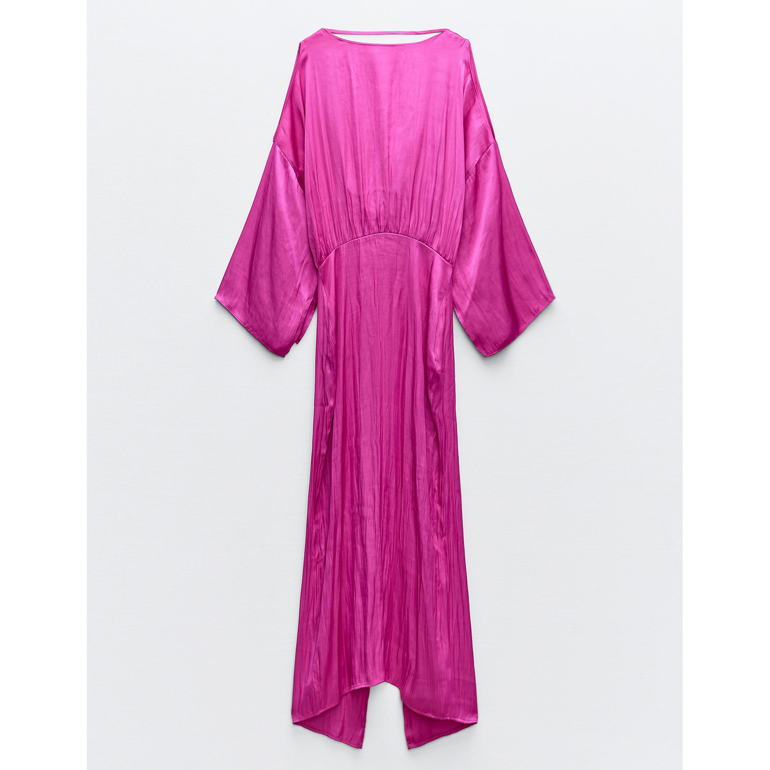 Платье Zara Satin With Back Neckline Detail, ярко-розовый платье zara ярко красное 44 размер