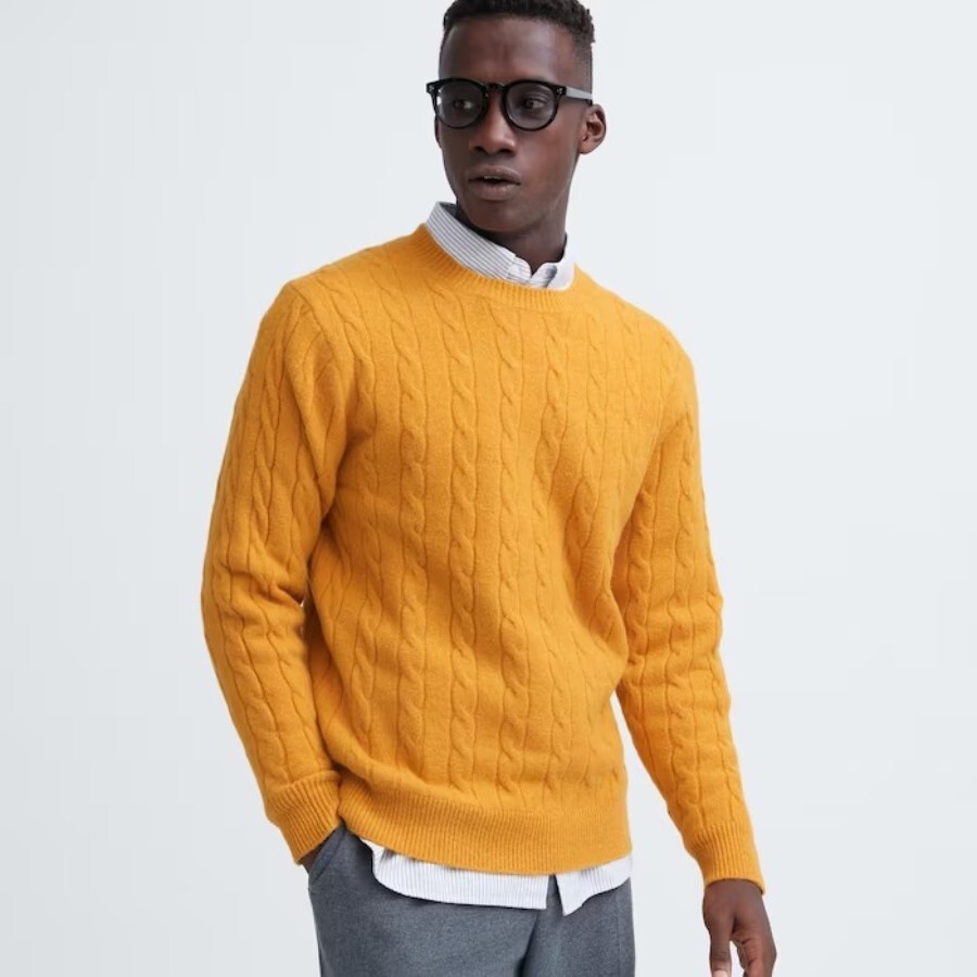 

Джемпер Uniqlo Soufflé Yarn Cable Knit, желтый