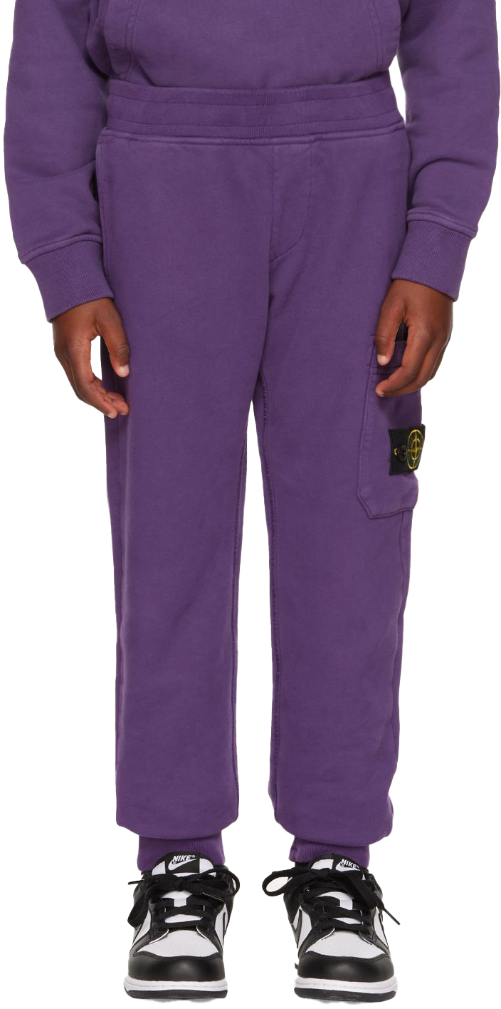 romania Детские фиолетовые брюки для отдыха с нашивкой-логотипом Stone Island Junior