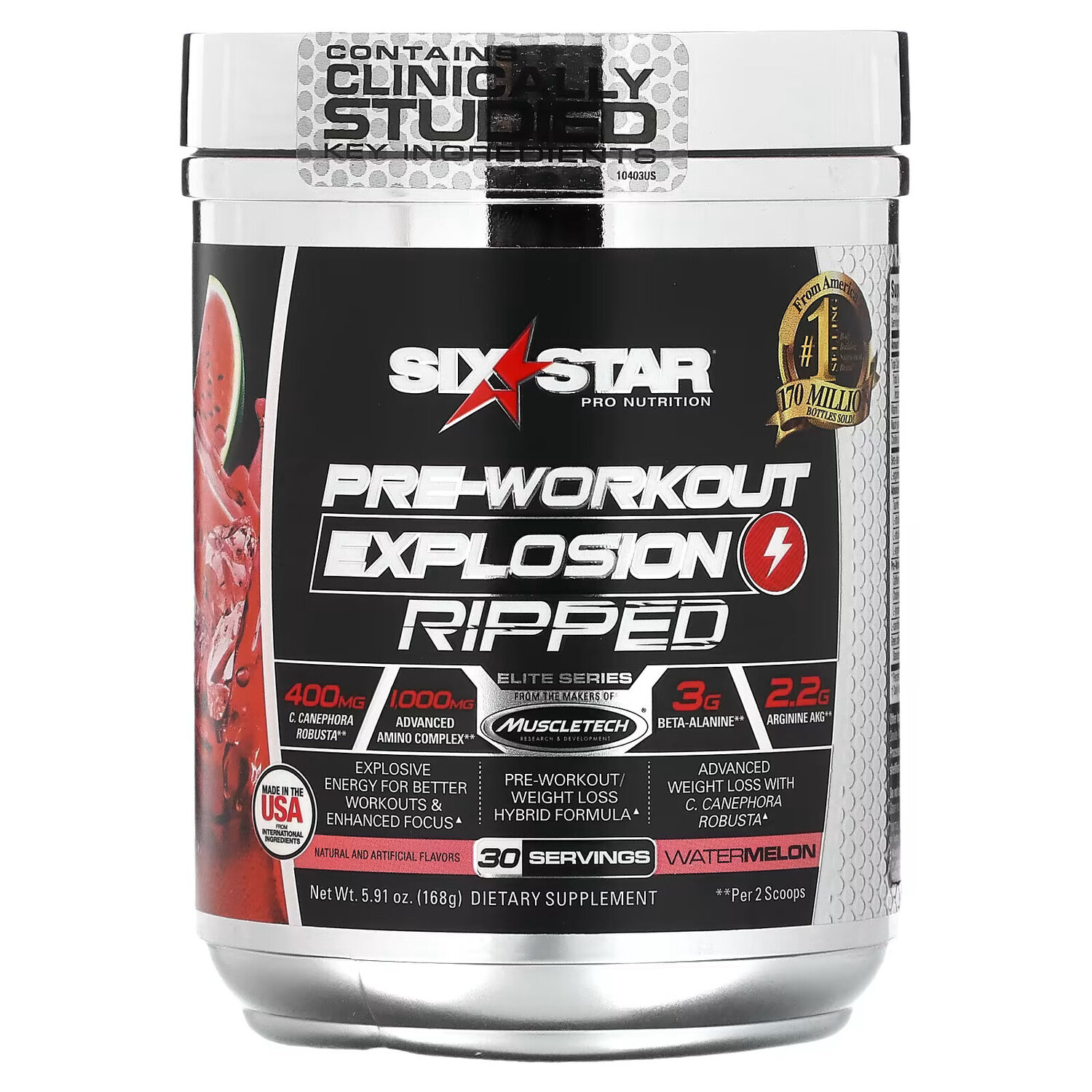 

Six Star, Pre-Workout Explosion Ripped, со вкусом арбуза, 168 г (5,91 унции)