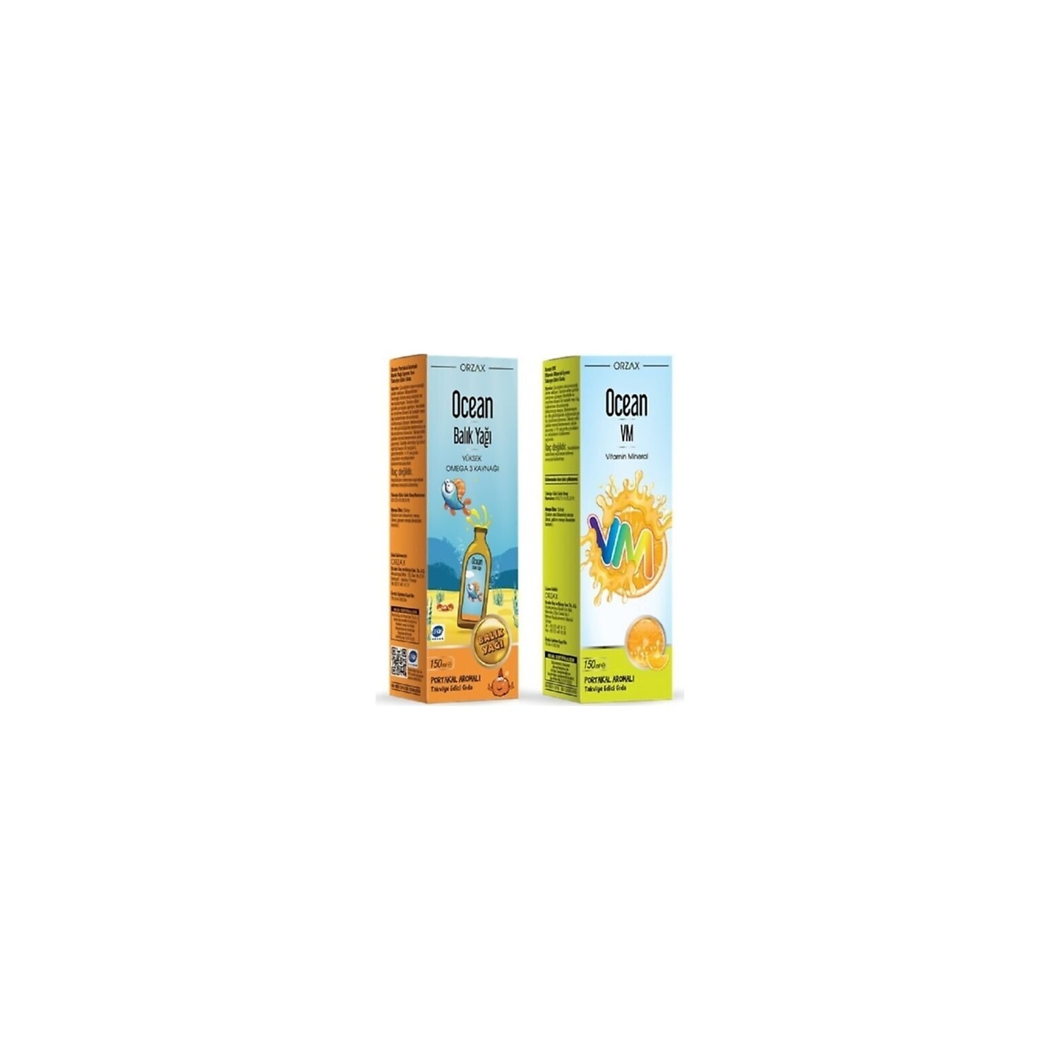 Сироп Orzax Ocean Fish Oil Orange Flavor, 150 мл + Сироп Ocean Vm, 150 мл