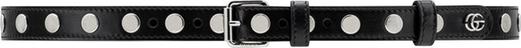 

Ремень Gucci Thin Belt With Eyelet And Stud Motif Black, черный