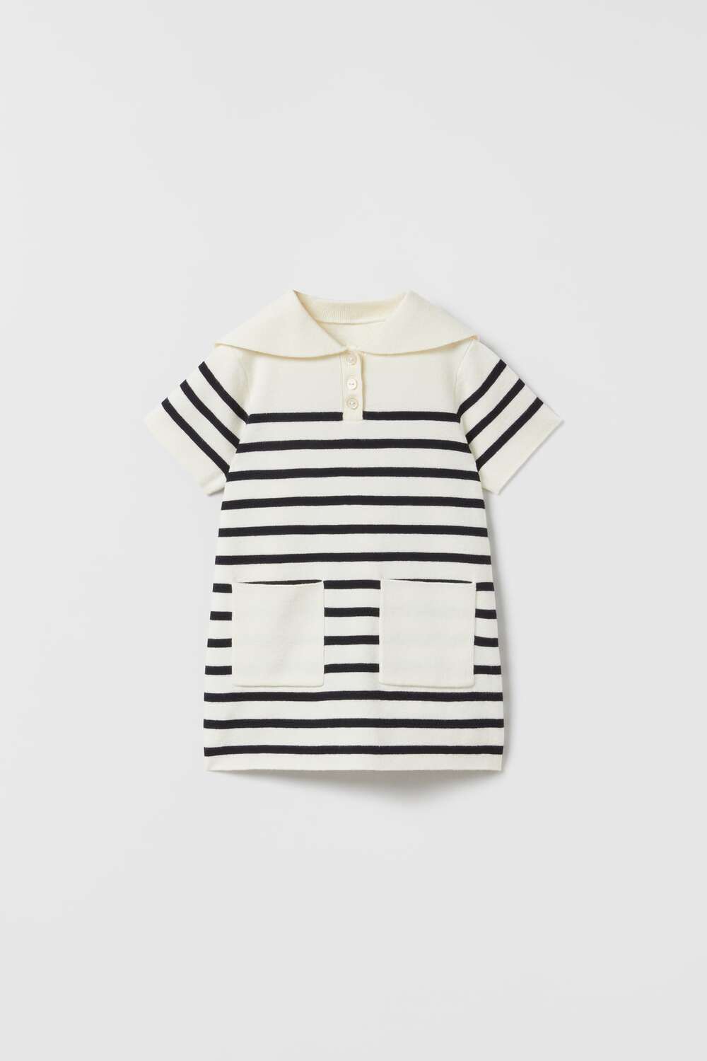 

Платье из морского трикотажа ZARA, экру/нави