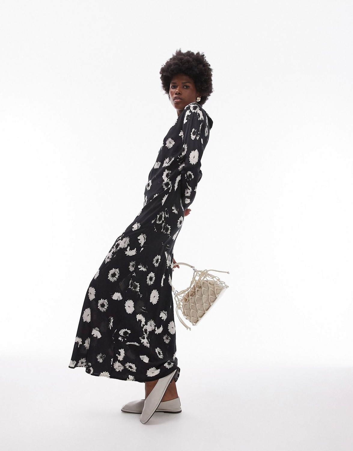 

Платье Topshop Cropped Midi With Built-in Neckline, черный/белый
