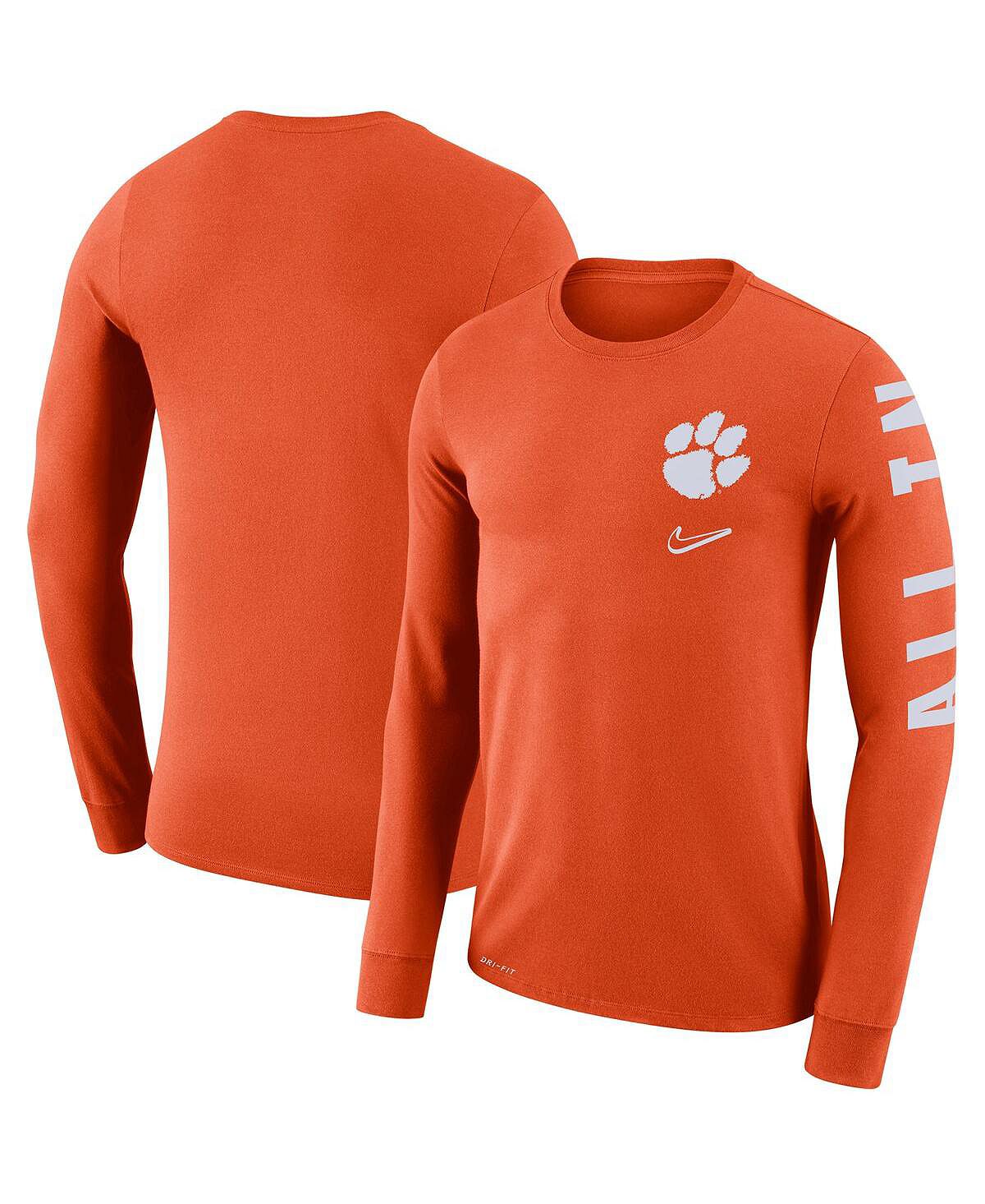 цена Мужская оранжевая футболка с длинным рукавом clemson tigers local mantra performance Nike