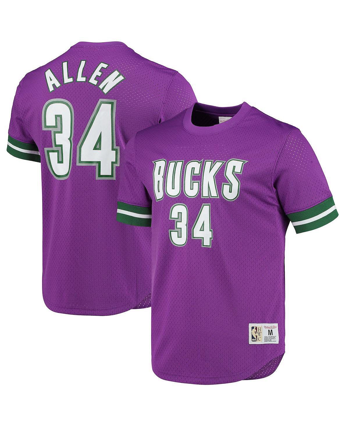 

Мужская футболка ray allen purple milwaukee bucks 2000 mesh name and number Mitchell & Ness, фиолетовый