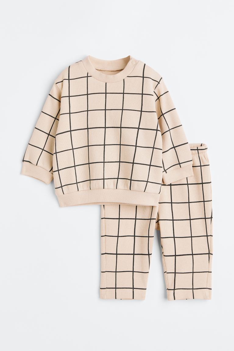 

Комплект из 2 предметов из хлопка H&M, светло-бежевый/клетка