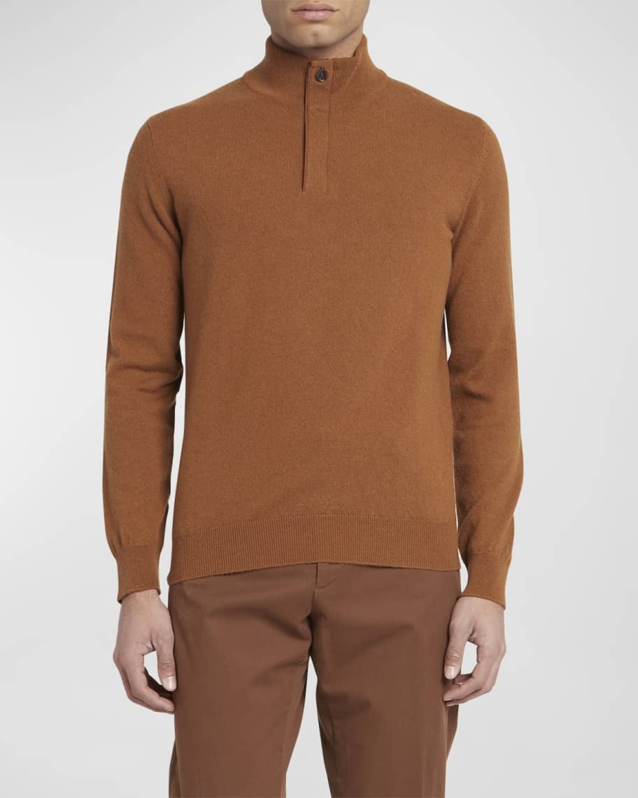 

Мужской кашемировый свитер с молнией на четверть ZEGNA, Коричневый