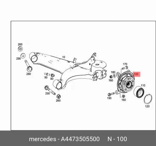 Кулак задней подвески левый A4473505500 MERCEDES-BENZ oem a1663201100 a1663201200 для mercedes benz w166 передний левый и правый стабилизатор подвески link gl gls ml gle class