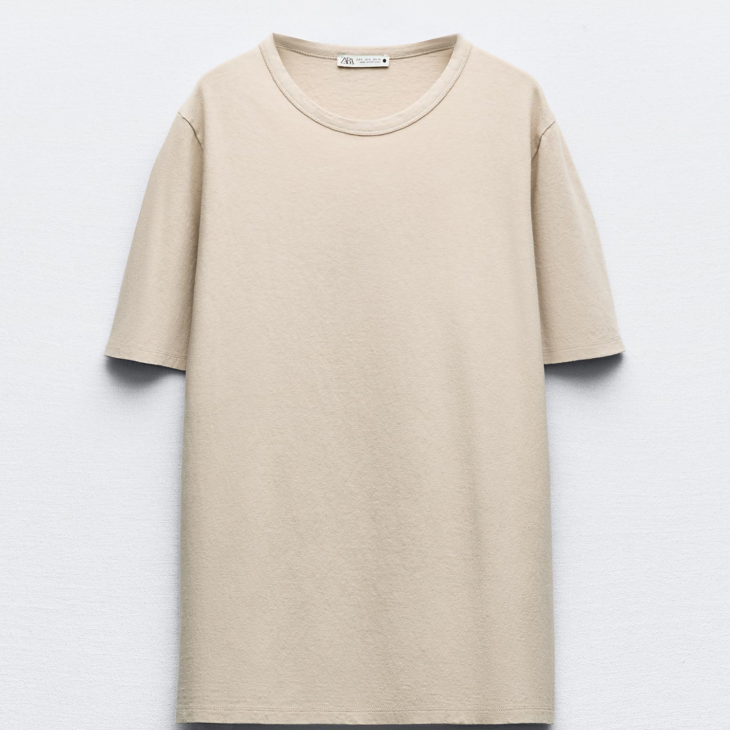 Футболка Zara Cotton And Linen Blend, светло-бежевый футболка zara cotton and linen белый