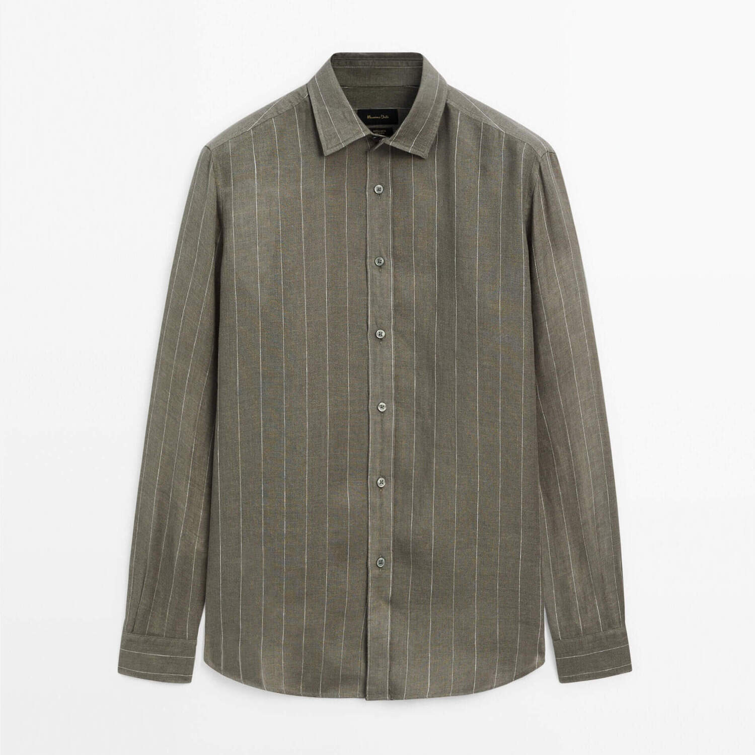 Рубашка Massimo Dutti 100% Linen Striped, зеленый