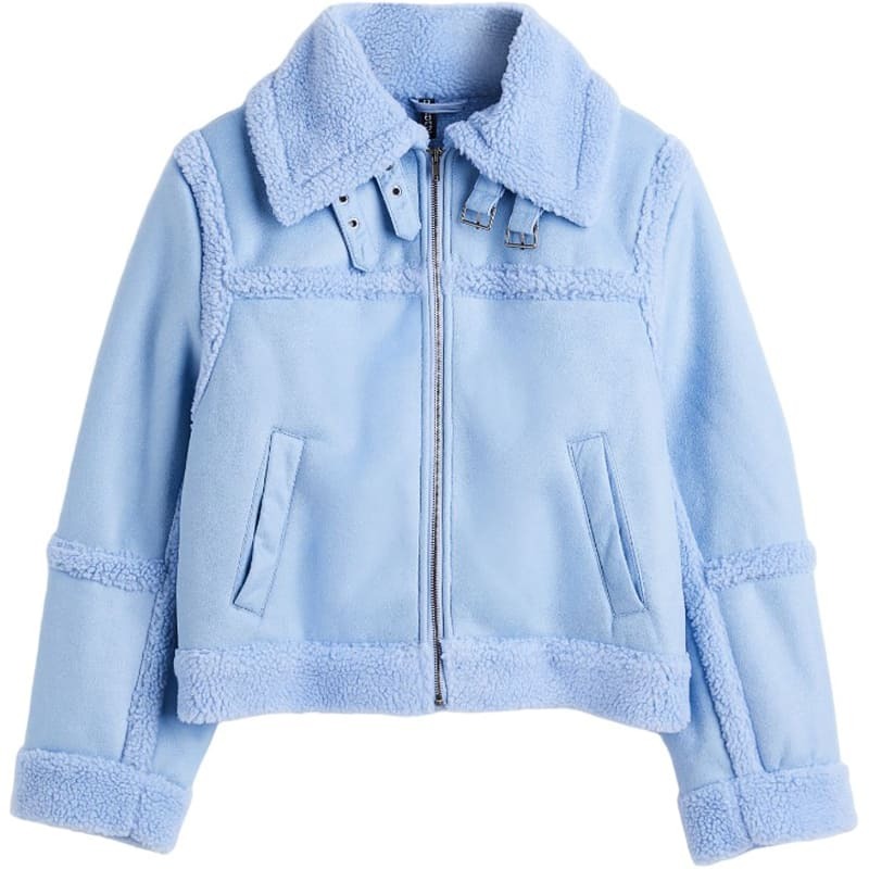 

Куртка H&M+ Teddy-lined, голубой, Синий