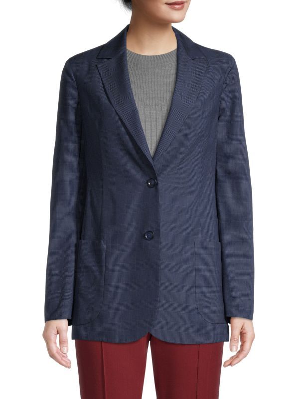 

Блейзер Шелковый Akris Windowpane, deep blue