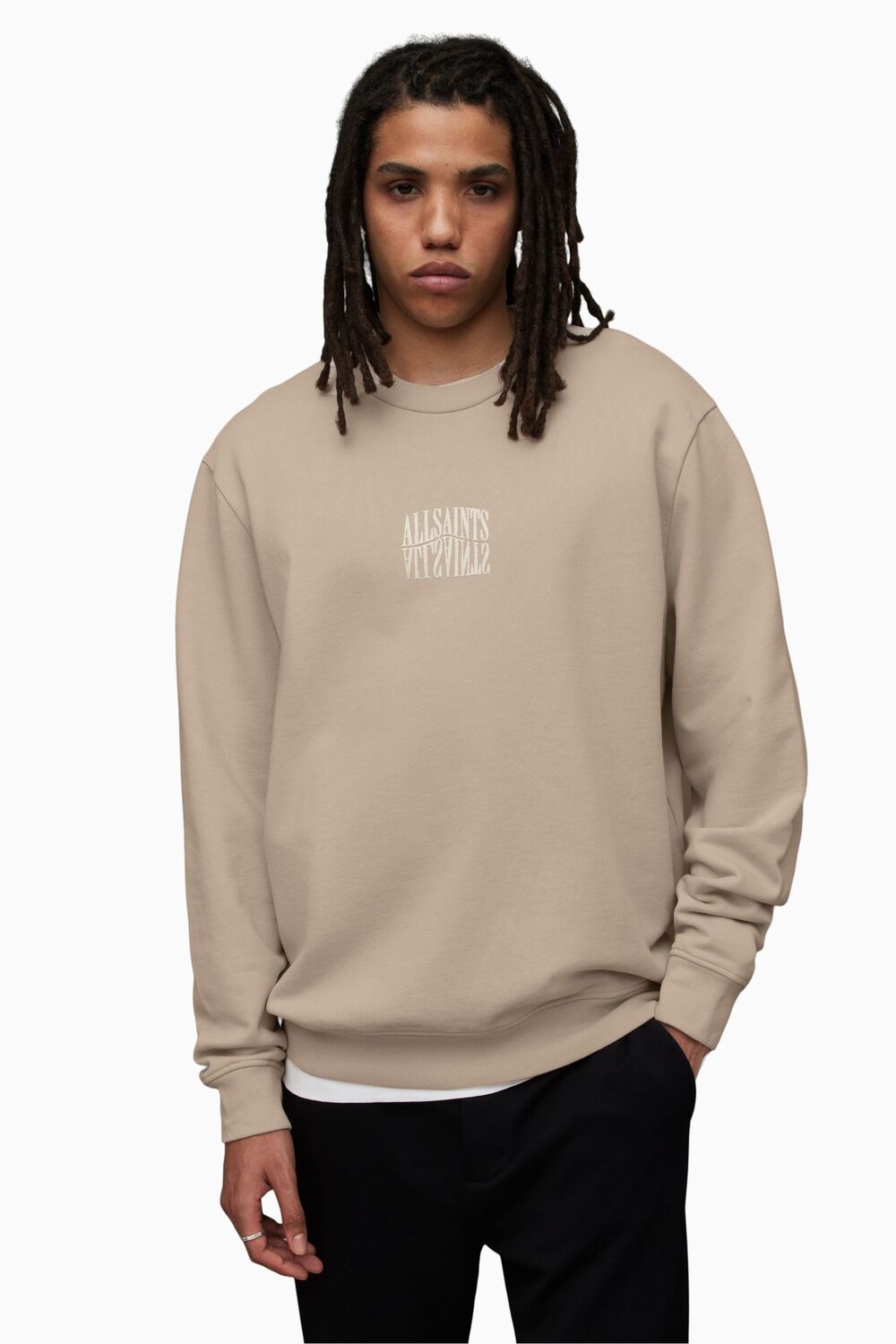 

Бежевый свитшот AllSaints Varden с круглым вырезом All Saints
