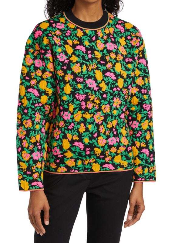 

Свитер с круглым вырезом с цветочным принтом Victoria Beckham Green multi