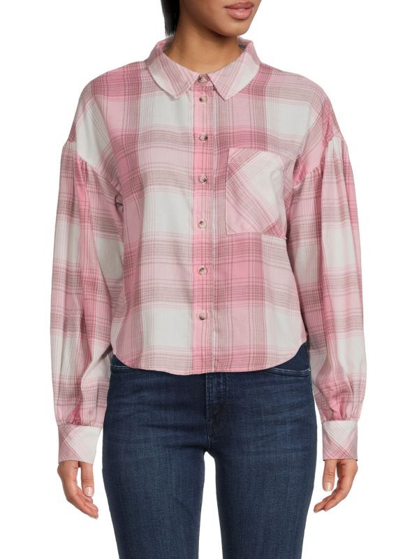 

Рубашка Фланелевая Sanctuary Bianca с пышными рукавами, plaid pink
