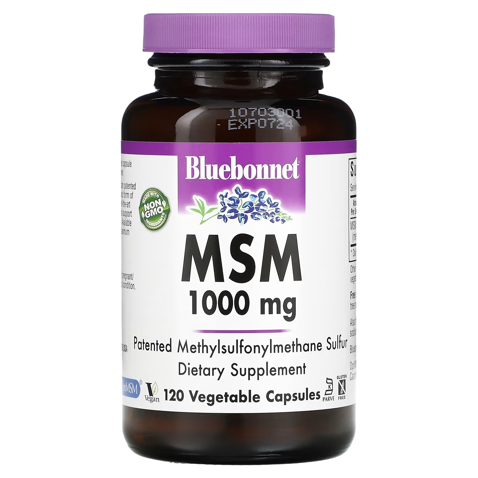Bluebonnet Nutrition МСМ 1000 мг, 120 растительных капсул bluebonnet nutrition бета каротин ce и селен 120 растительных капсул