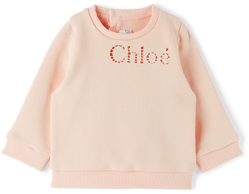 

Детская розовая толстовка с вышитым логотипом Chloé