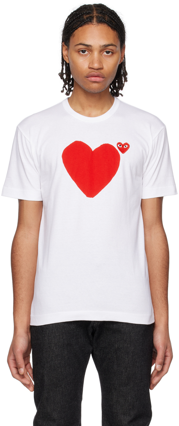 

Белая футболка с сердечками Comme des Garçons Play